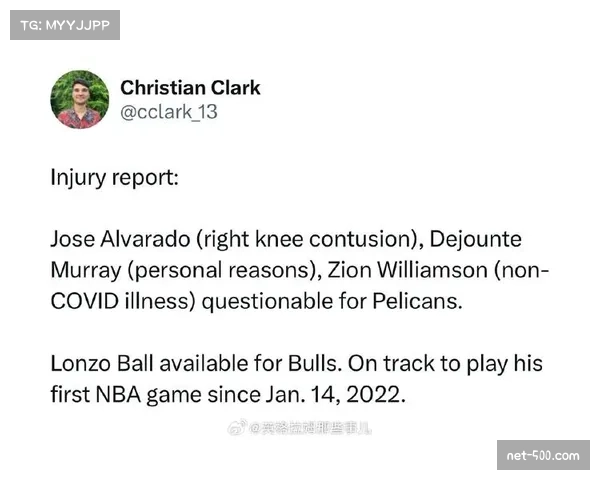 鹈鹕替补后卫阿尔瓦拉多膝盖受伤退赛伤势待进一步检查